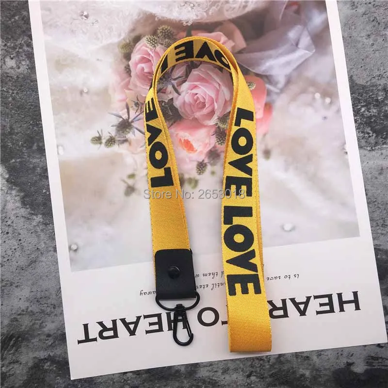 Тканевый ремешок для мобильного телефона Love английские буквы нашейные ремешки для ключей ID карты для huawei USB бейдж держатель DIY веревка