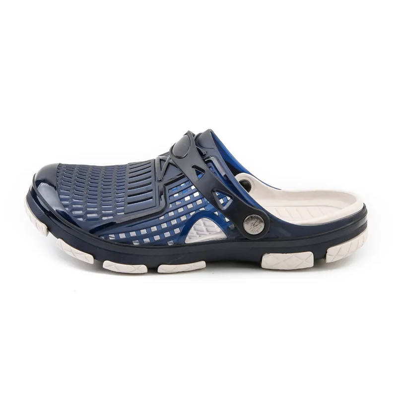 Летняя обувь; прозрачная обувь; пляжные мужские сандалии; тапочки с отверстиями; дышащие мужские Вьетнамки; уличная Мужская обувь; модные резиновые Тапочки - Цвет: 902-blue