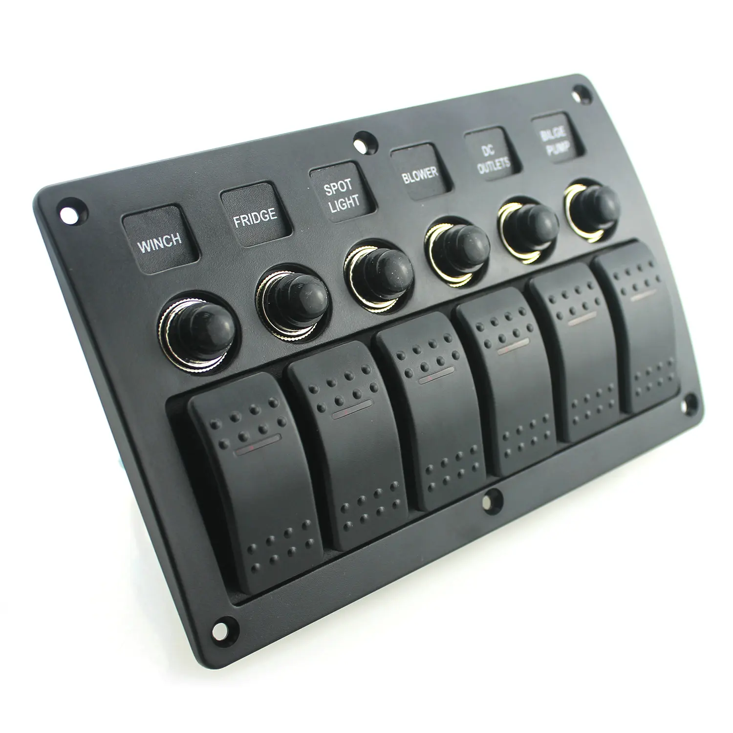 Waterproof 6 Gang LED Rocker Switch Panel Electrical Circuit Breaker Marine Boat