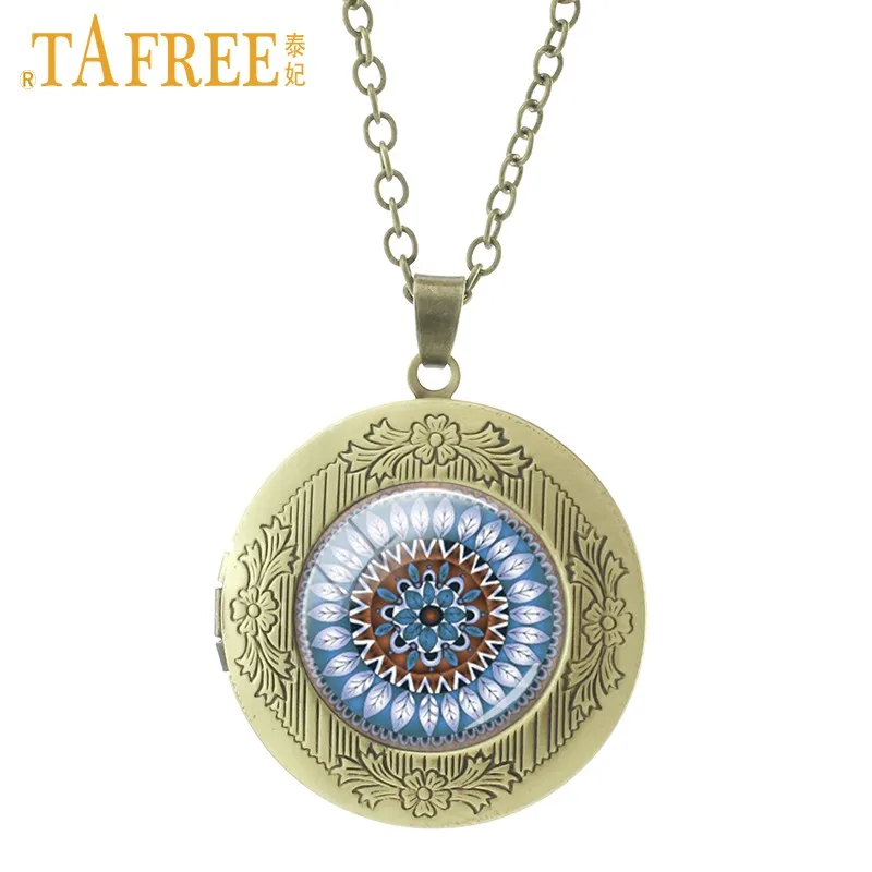 Tafree, модные ожерелья с подвеской в виде медальона, Лидер продаж, кошачий глаз, дракон, наша Леди из гуадалупа Мандала, модные стеклянные драгоценные камни GL01 - Окраска металла: GL09 bronze