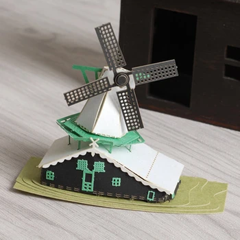 

3D Laser Paper Craft Mini 3D Model - Windmill Model Paper Folding Craft Educational Toy for Kids