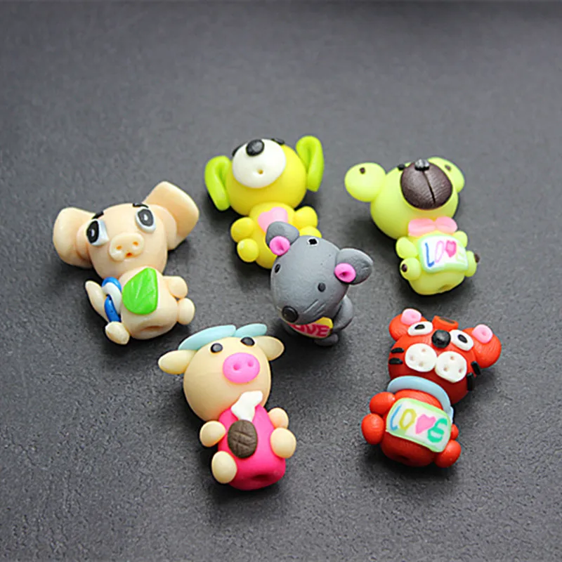 30 pçs lote padrões Mistos animais bonitos 3D polymer clay 