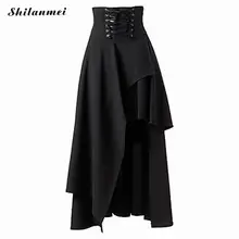 Высокая талия плиссированная повязная юбка черные женские длинные юбки Faldas Saia XXL плюс размер юбка Женская длинная асимметричная юбка миди