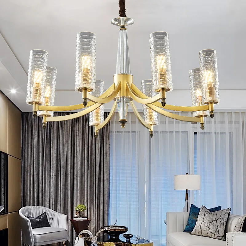 

LED crystal chandeliers lighting living room fixtures American suspension luminaires bedroom hanging lights dining room lamps