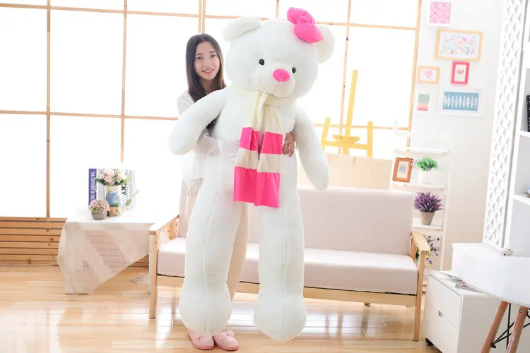 80/100 см розовый фиолетовый Тедди медведь с шарфом мягкая Животные медведь плюшевые игрушки Teddy Bear любителей кукла рождения подарок для ребенка