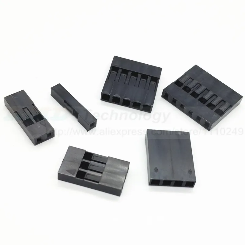 

100pcs Dupont connector 2 3 4 5 6 pin single row 2.54 mm plastic shell through hole housing free shipping