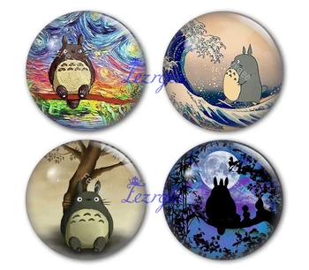 

Totoro Round Glass Cabochon, Totoro Making Photo Cameo Cabochon Setting Supplies for Jewelry Accessories,Cartoon Glass Cabochon.