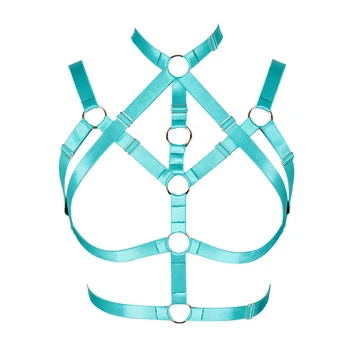 

Pentagram Frame Straps Red Bralette Hollow Out Lingerie Women Body Harness Plus Size Elastic Chest Belt Art Clothing Cosplay
