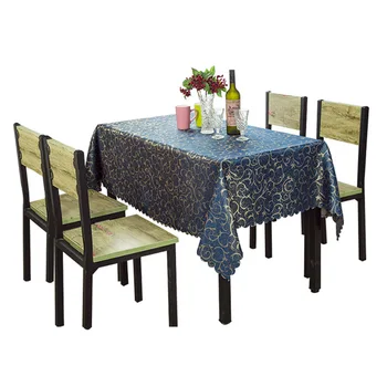 

High Quality Europe Style Luxury Embroideried Gold Leaf 180*180cm Square Tablecloth Hotel Home Table Cover For Event Decoration