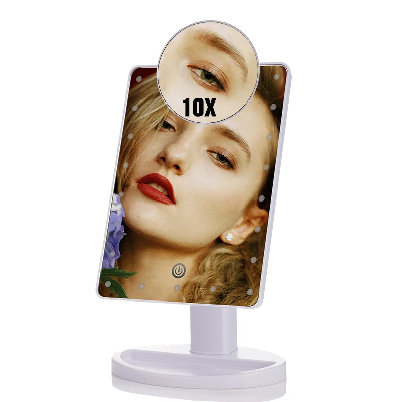 

ROSALIND 22 LED Lighted Makeup Mirror 1X 10X Magnifier Makeup Mirrors Desktop Countertop Bright Touch Screen Mirror