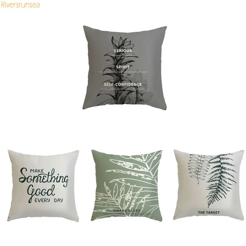 

Nordic Style Decoration Green Cushion Cover Simple English alphabet cushion case