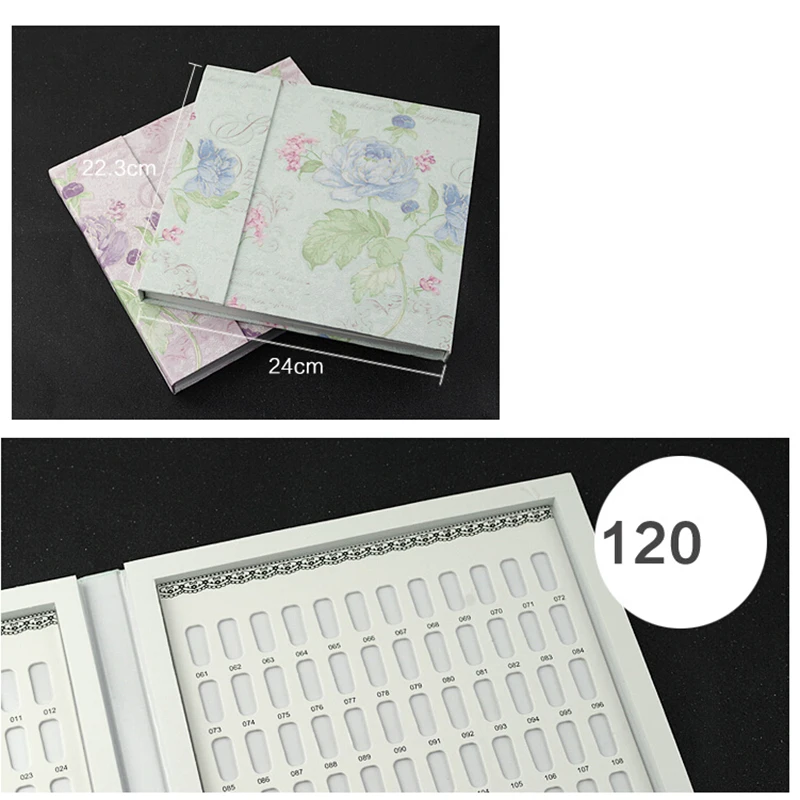 

Professional 120Colors Nail Gel Polish Display Board Pink/Green Flower Nail Display Book With 120Pcs Nail Tips