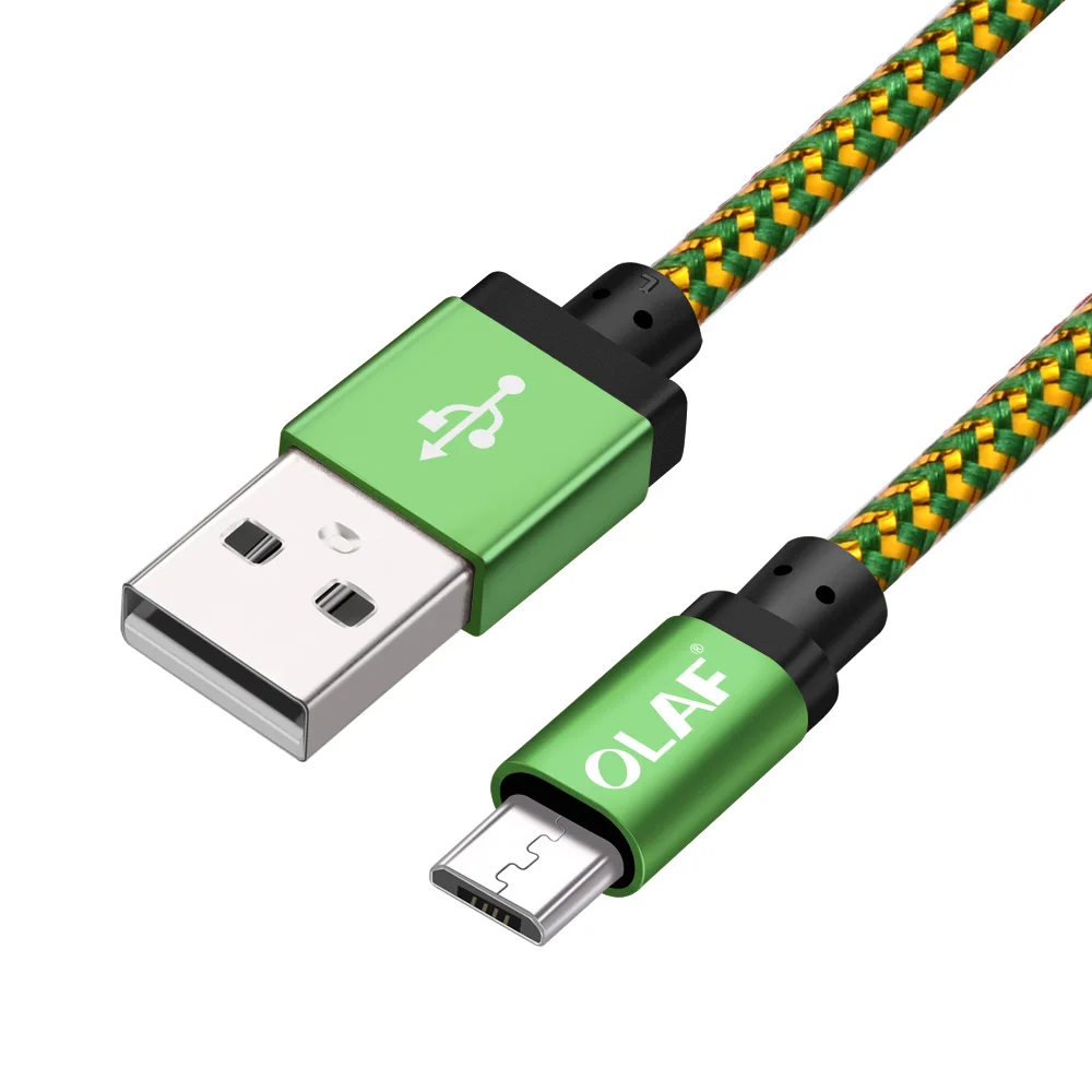 Олаф Micro USB кабель 1 м 2 м 3 м Быстрая Синхронизация данных зарядный кабель для Samsung Huawei Xiaomi LG Andriod Microusb Кабели для мобильных телефонов - Цвет: green