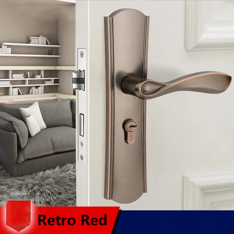 2019 European Style White Bedroom Living Room Door Handle Lock Modern Minimalist Solid Wood Door Lo - 33011276895