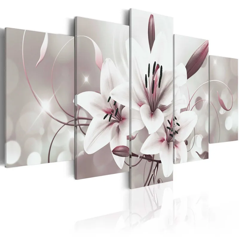 

Latest Wall Decor 5 Panel Modern Wall Art Home Decoration Painting Canvas Prints Pictures Beautiful flower series/PJMT-7