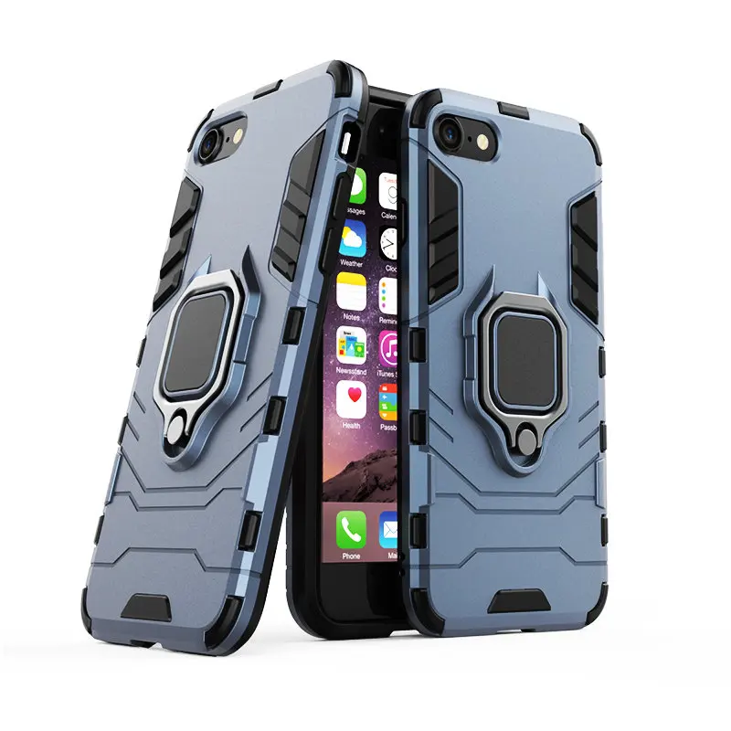 ZNP бронированный противоударный чехол подставка чехол для телефона для iPhone 6 6s 7 8 плюс держатель кольцо крышка чехол для iPhone 11 Pro XS Max XR X чехол s Shell - Цвет: Blue