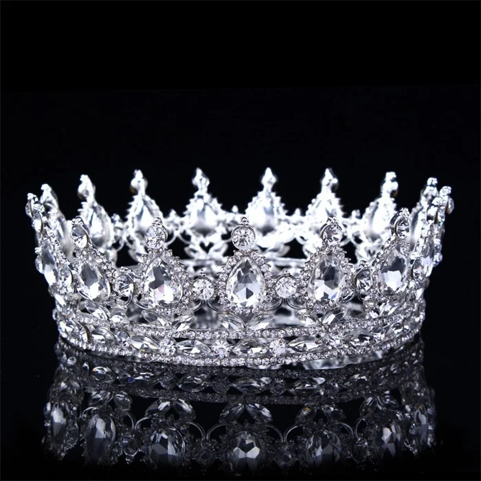 Винтажные свадебные хрустальные стразы, корона в стиле барокко, королевская тиара, короны для женщин, вечерние украшения для волос, аксессуары - Окраска металла: Silver