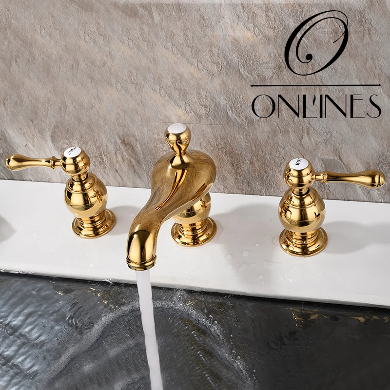 Germany online Oushifanggu Golden Double handle faucet three holes