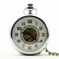 Винтаж ретро циферблат с арабскими цифрами Механические карманные часы с брелок цепи повседневные часы для мужчин для женщин PJX1186