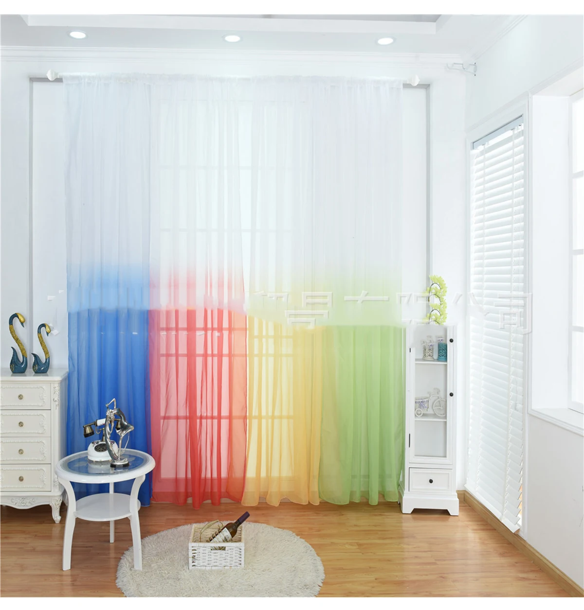 

Gradient Tulle Curtains 3d Kitchen Decorations Window Treatments American Living Room Divider Sheer Voile curtain Single Panel