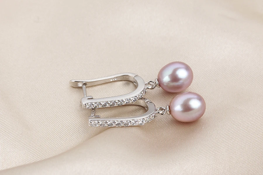 HTB1tHp5eW1s3KVjSZFAq6x ZXXat - Women Freshwater Pearl Earrings Zircon Fashion 925 Sterling Silver Drop Earring White Real Pearl Wedding Jewelry With Box