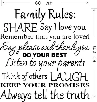 

Family Rules Love Everyday Quotes Vinyl Wall Sticker Art Wall Decor Decals Living Room Home decor