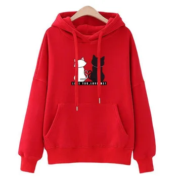 

Women Casual Hooded Pullover Sweatshirts Pocket Loose Cartoon Print Long Sleeve Hoodie