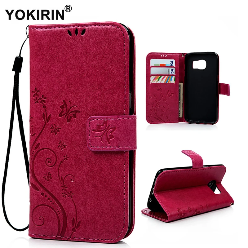 

YOKIRIN For Samsung Galaxy S7 Edge Case Cover Fashion Flip Wallet Leather Card Cover 3D Emboss Flower Butterfly For S7 Edge