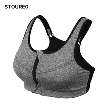 2XL-5XL размера плюс спортивные бюстгальтеры для йоги и фитнеса, женские бюстгальтеры пуш-ап на молнии, мягкие безпроводные противоударные майки для йоги, спортивные топы