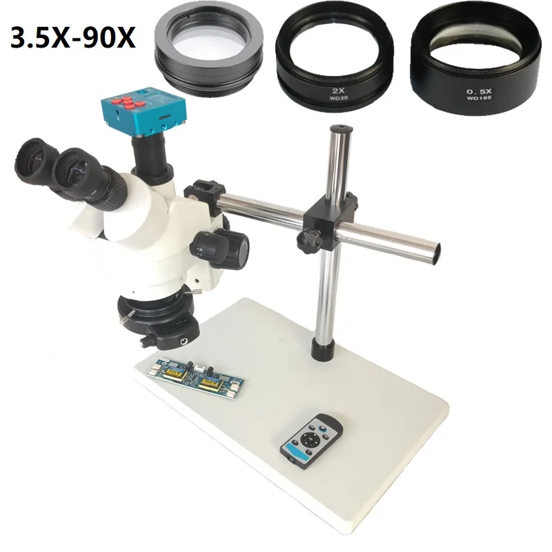 360 adjustable single arm support 3.5X 90X Trinocular Stereo