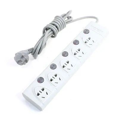 2500W 3meters AU US EU Multi Type Socket Power Strip 5 Way Splitter 250V AU Plug