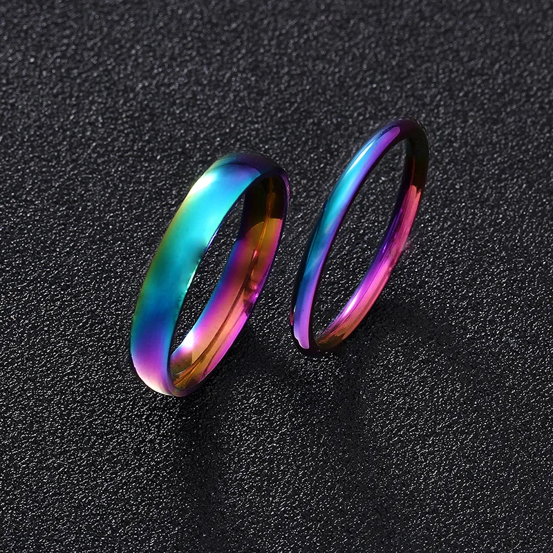 

2mm 4mm Men Women Thin Titanium Steel Ring Simple Colorful Smooth Engagement Ring Smooth Simple Wedding Rings For Couple