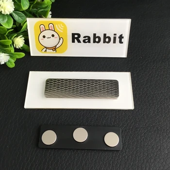 

20pcs custom LOGO plastic name tag magnet staff personalized name tag and 20pcs star pins