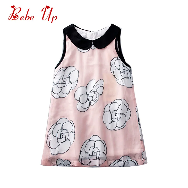 

Kids Floral Princess Dress For Girls Toddler Boutique Cotton Summer Dress Peter Pan Collar Sleeveless Children Frocks Clothes