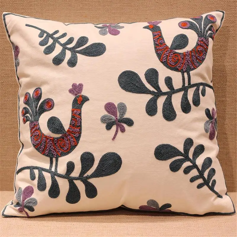 

AIHOME Christmas Pillowcase Cotton Thickened Hand-Embroidered Throw Square Geometric Striped Print Pillow Case 45x45cm