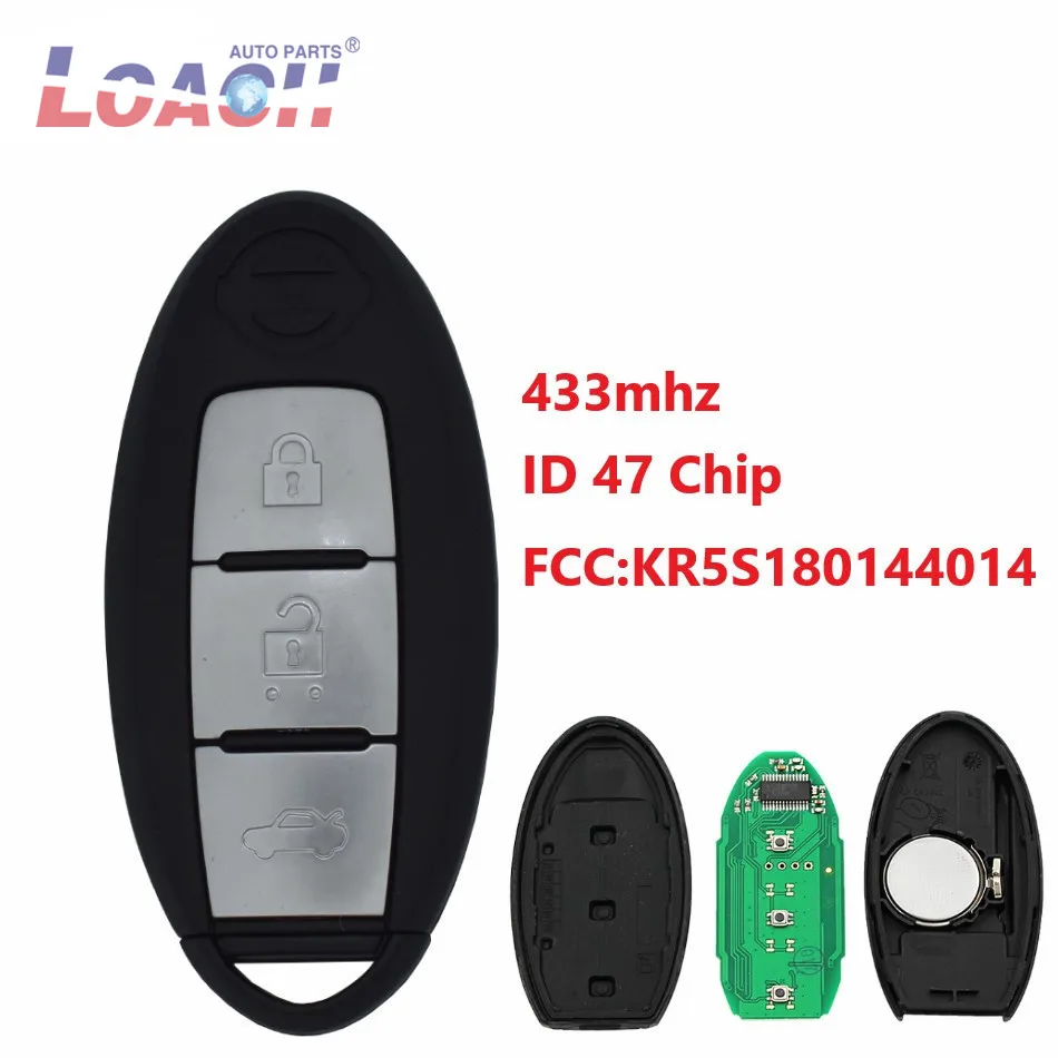 

Remote Key 3 Buttons Fob Clicker for Nissan Teana 2013-2015 433MHz with 47 chip KR5S180144014