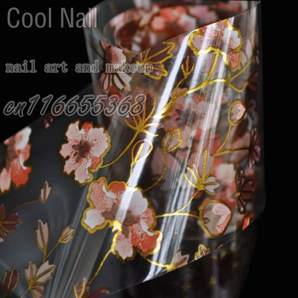 

More Than 250 Design Nail Wholesale Products Nail Art DIY Decal Flower Nail Glue Transfer Foil Brown Gold Wildflower GL17