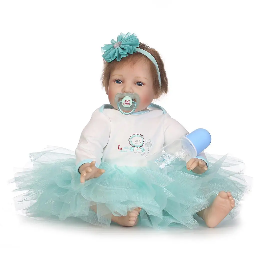 

Kids Soft Silicone Realistic With Clothes Collectibles, Gift, Playmate Blue Reborn 2-4Years Baby Doll