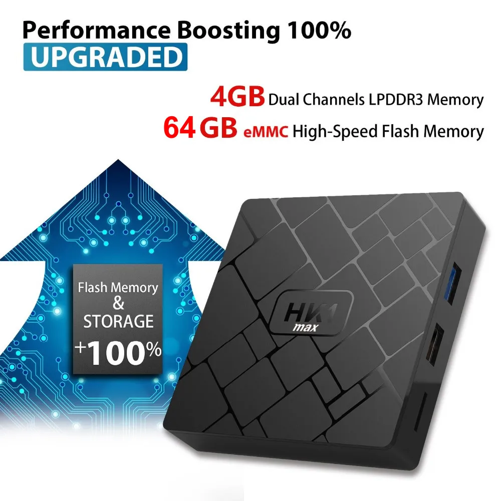 HK1 MAX Android 9.0 Smart TV BOX RK3318 Quad core 4GB Ram 64G Rom 2.4G/5G Dual WIFI Bluetooth 3D 4K
