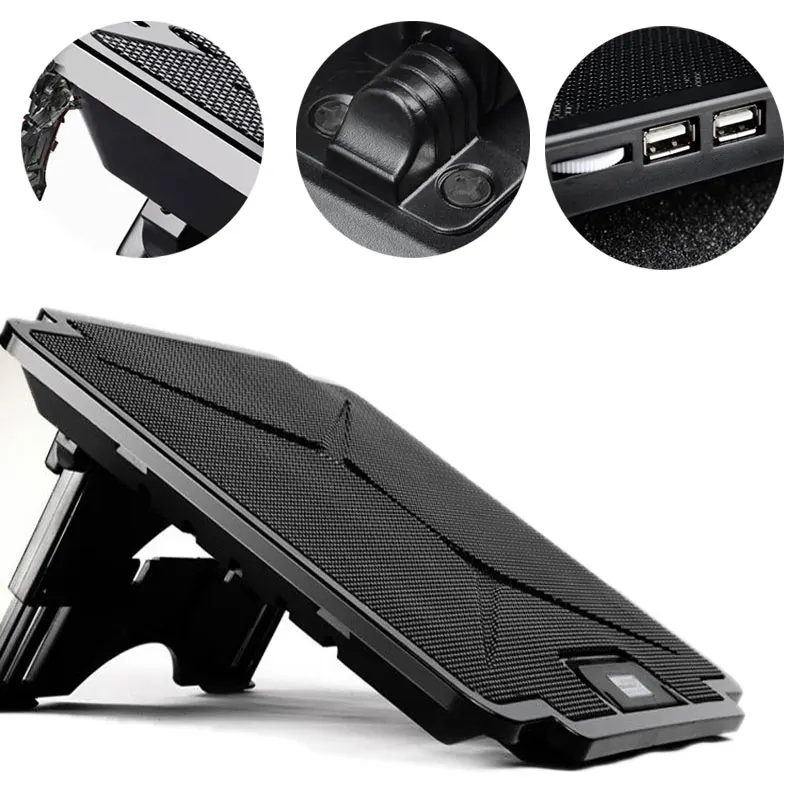 

New Laptop Cooler Cooling Pad Adjustable Chill Mat Stand with 2 LED Fans for 15.6