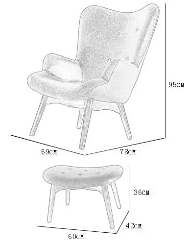 Середина века современный Ретро контурный стул с ногой табурет для гостиной спальни мебель кресло хохлатый Акцент стул желтый