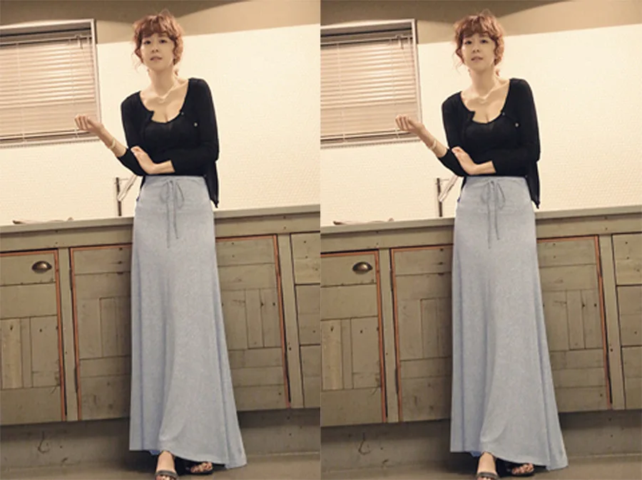 Modell юбка женский большой маятник с высокой талией длинные юбки для дам Повседневный художественный стиль Универсальные базовые юбки