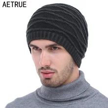 AETRUE зимняя вязаная шапка мужские шапки женские Теплые Мешковатые шотландская шапочка с защитой из меха Blalaclava Skullies вязаные шапочки зимние, шапки для мужчин шапка