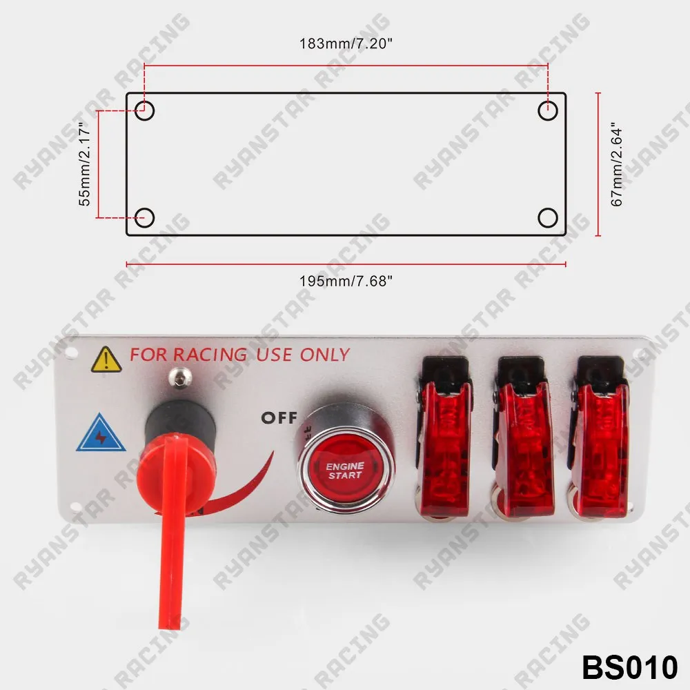 Панель зажигания для гоночного автомобиля, 12 В, СВЕТОДИОДНЫЙ Переключатель зажигания, панель запуска двигателя, набор Btns, BS010