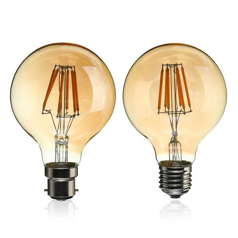

Vintage LED Light Bulb Edison Bulb E27 B22 G80 Dimmable 6W Retro Globe Light Lamp Filament Bulb 220V for Home Bar Decor Lighting