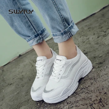 

SWYIVY Women Jogging Sport Shoes Ultar-light White Sneaker 2018 New Mesh Breathable Non-slip Female Running Shoes Lady Chaussure