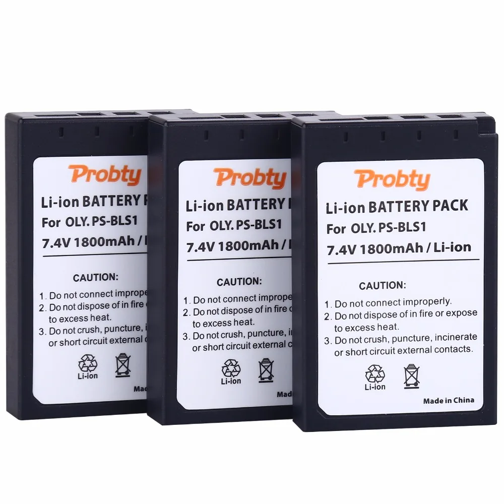 3Pcs Probty Ps-Bls1 Ps Bls1 Psbls1 Batteria Ricaricabile Per Olympus Pen E-Pl1 E-Pm1 Ep3 Epl3 Evolt E-420 E-620 E-450 E-400 E-410