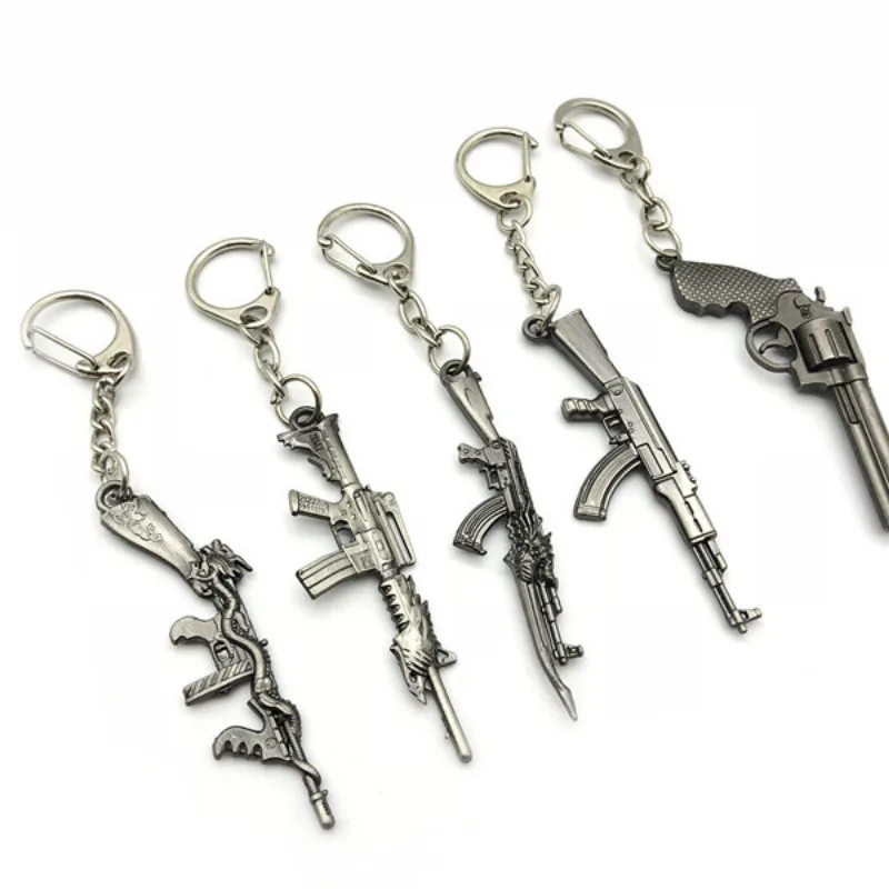 12cm PUBG 7.62mm Weapon AKM Model Key Chains AK 47 Toys Keychains