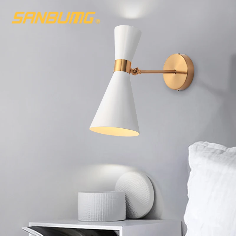 Billige SANBUMG Nordic Wand Licht Moderne Wand Leuchte wand lampe einstellbar korridor lampe nacht lampe wand Eisen kunst Überzug E27Light kopf