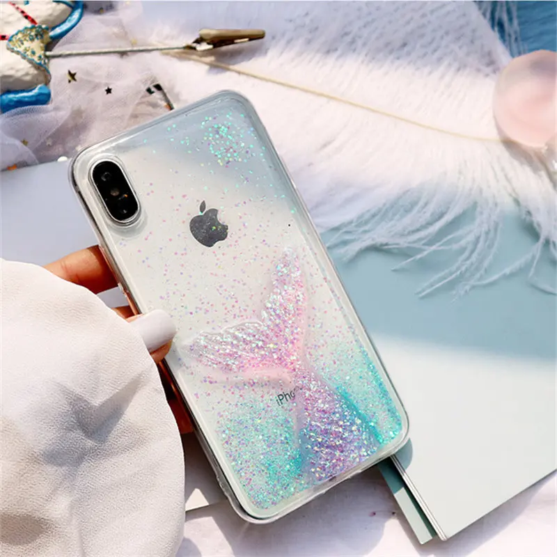 

For xiaomi mi 8 lite mi A1 A2 lite case Cute 3D glitter Dreamy mermaid for redmi Note 5 6 7 Pro Transparent phone cover coque
